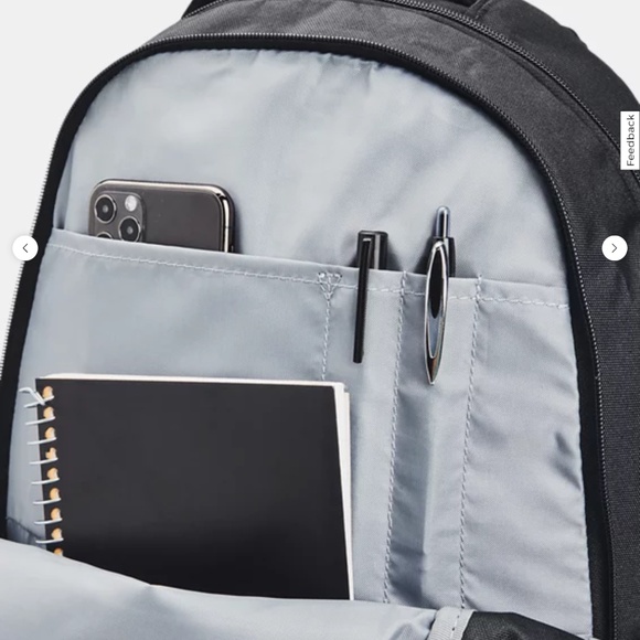 UNISEX NWT Under Armour Hustle 5.0 Waterproof Backpack Black and Silver Bag - Picture 9 of 10